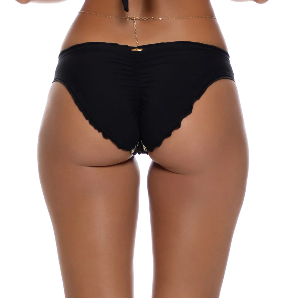 Black Midnight Currents Seamless Full Ruched Back Bottom